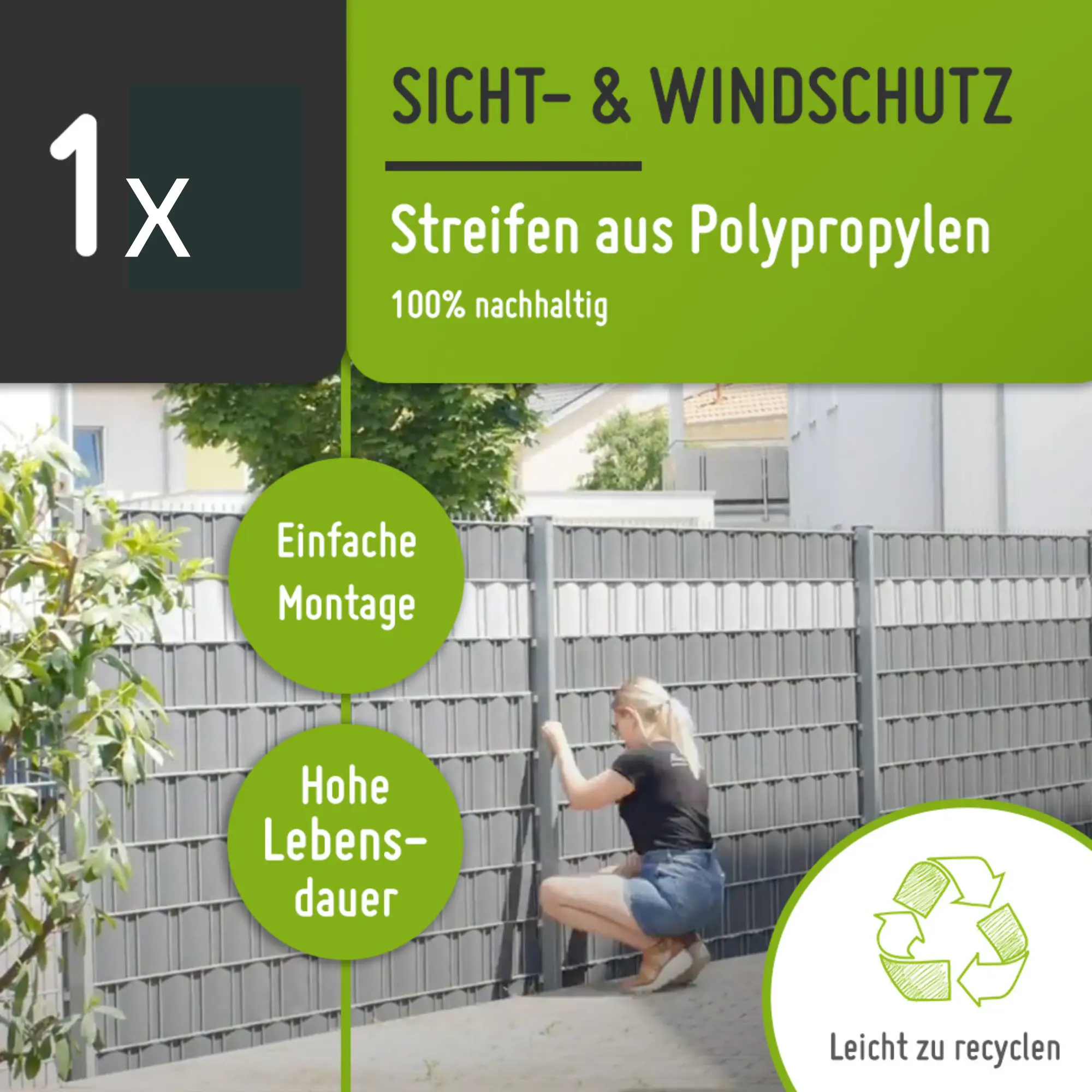 Sichtschutzstreifen | PP| Polypropylen | Lederoptik - Image 25
