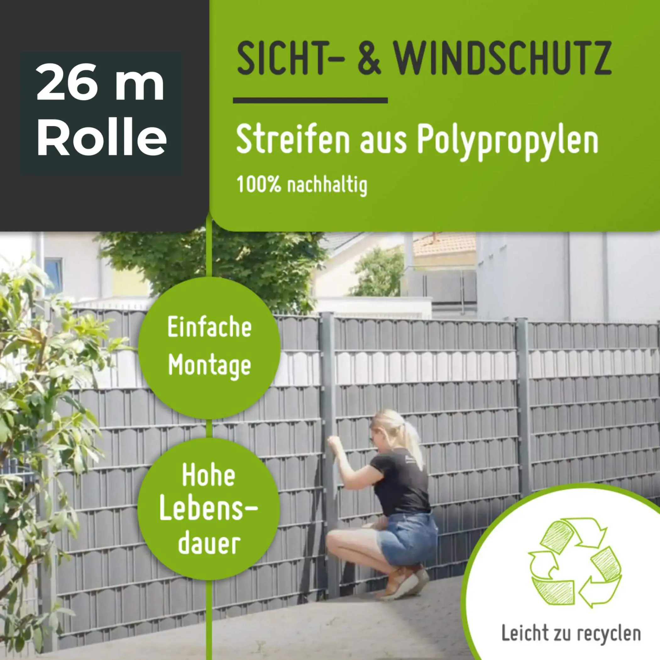 Sichtschutzstreifen | PP| Polypropylen | Lederoptik - Image 34